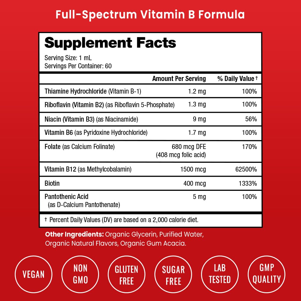 Berry-flavored liquid B complex with droplet imagery
