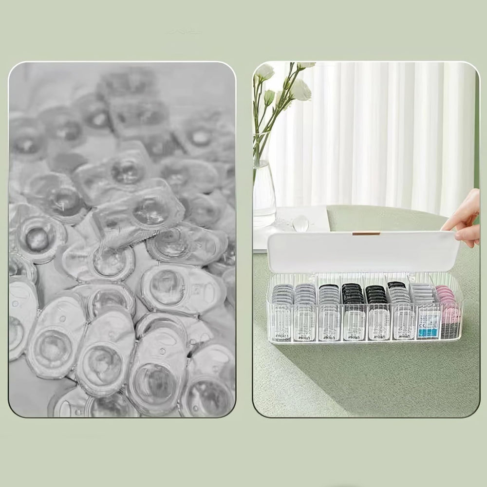 White lens case with secure lid for dust-proof protection
