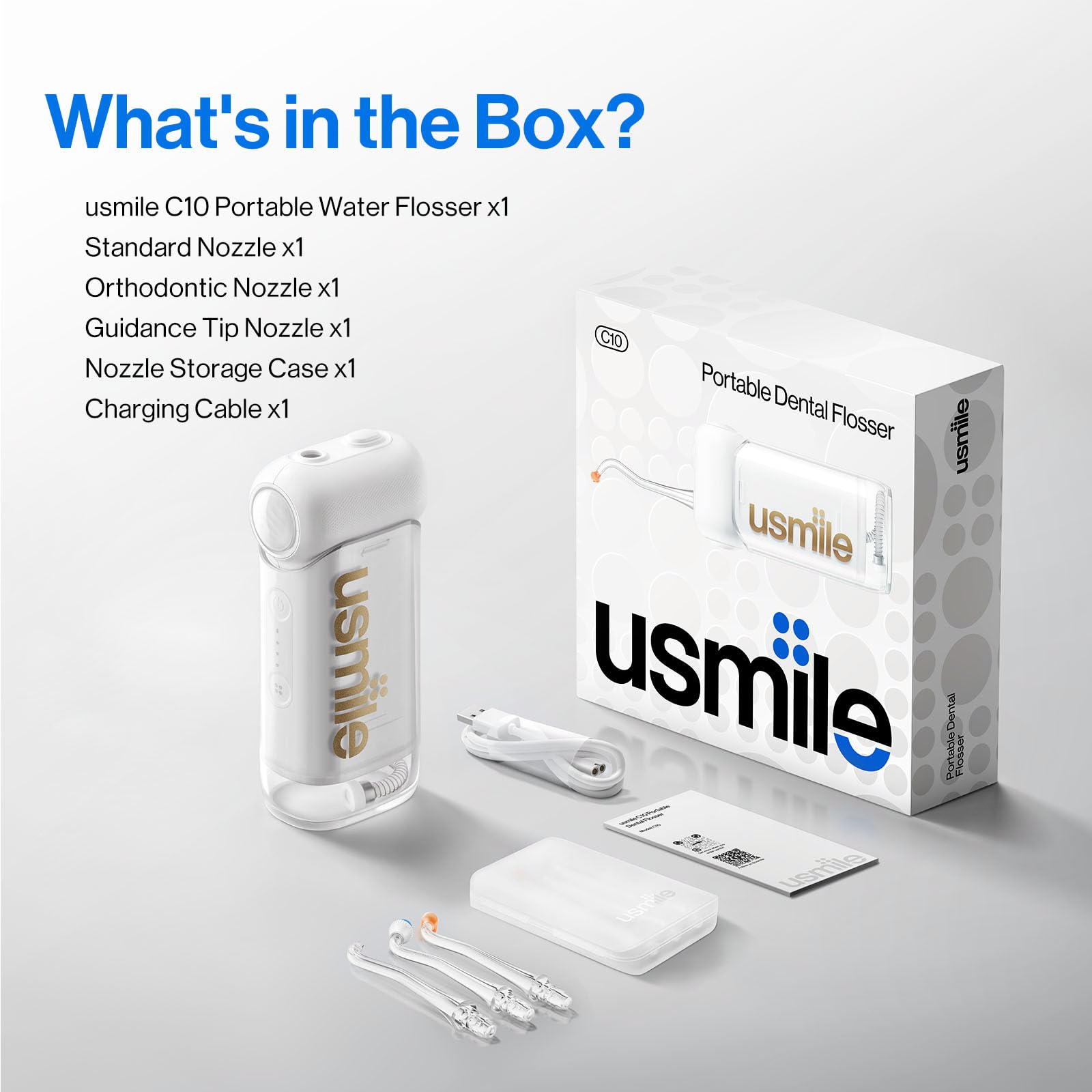 usmile C10 packaging with included accessories