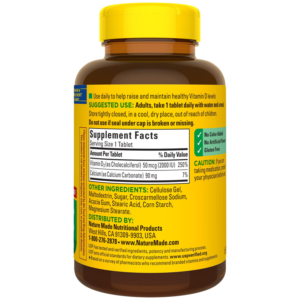 USP Verified seal on Nature Made Vitamin D3 packaging
