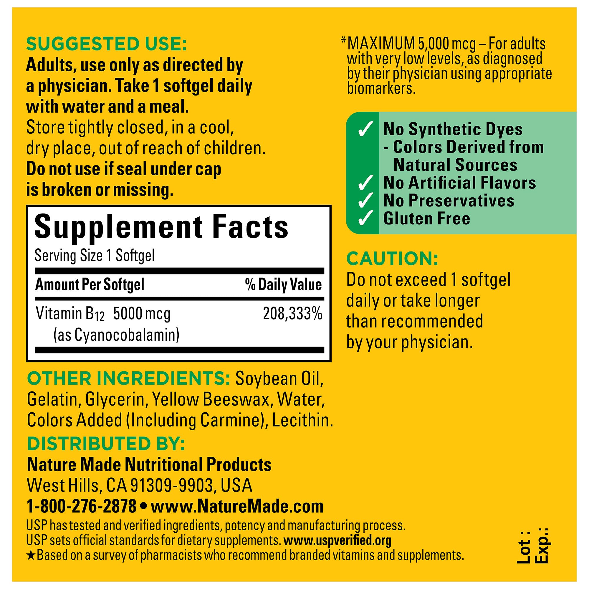 USP Verified seal on Nature Made Vitamin B12 bottle
