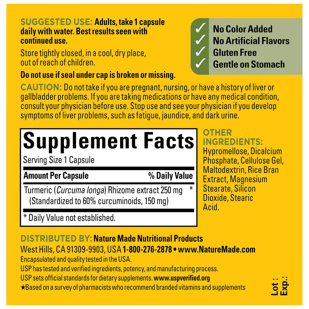 USP Verified Turmeric Curcumin label