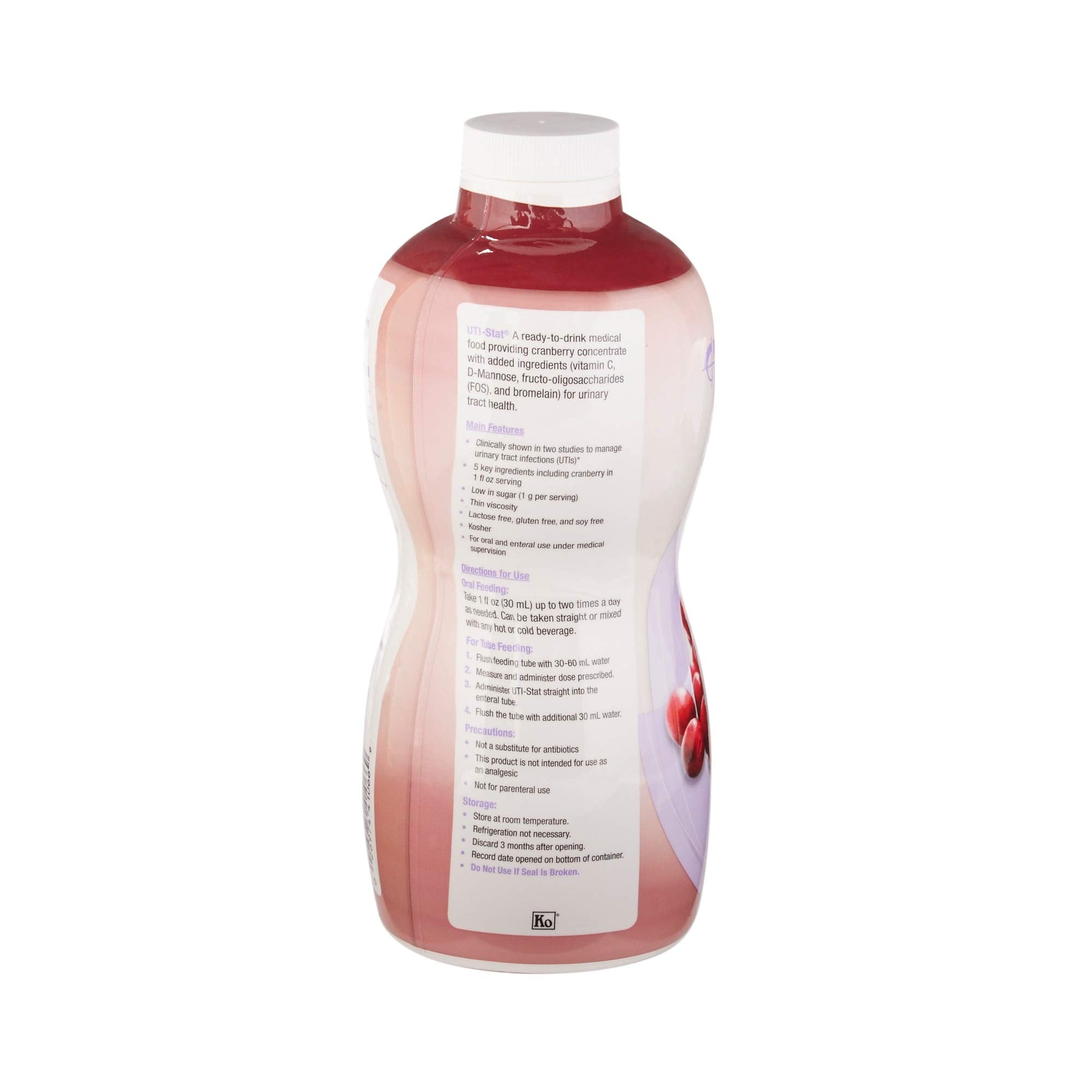UTI-STAT Nutricia ingredient panel showing cranberry concentrate, vitamins and enzymes