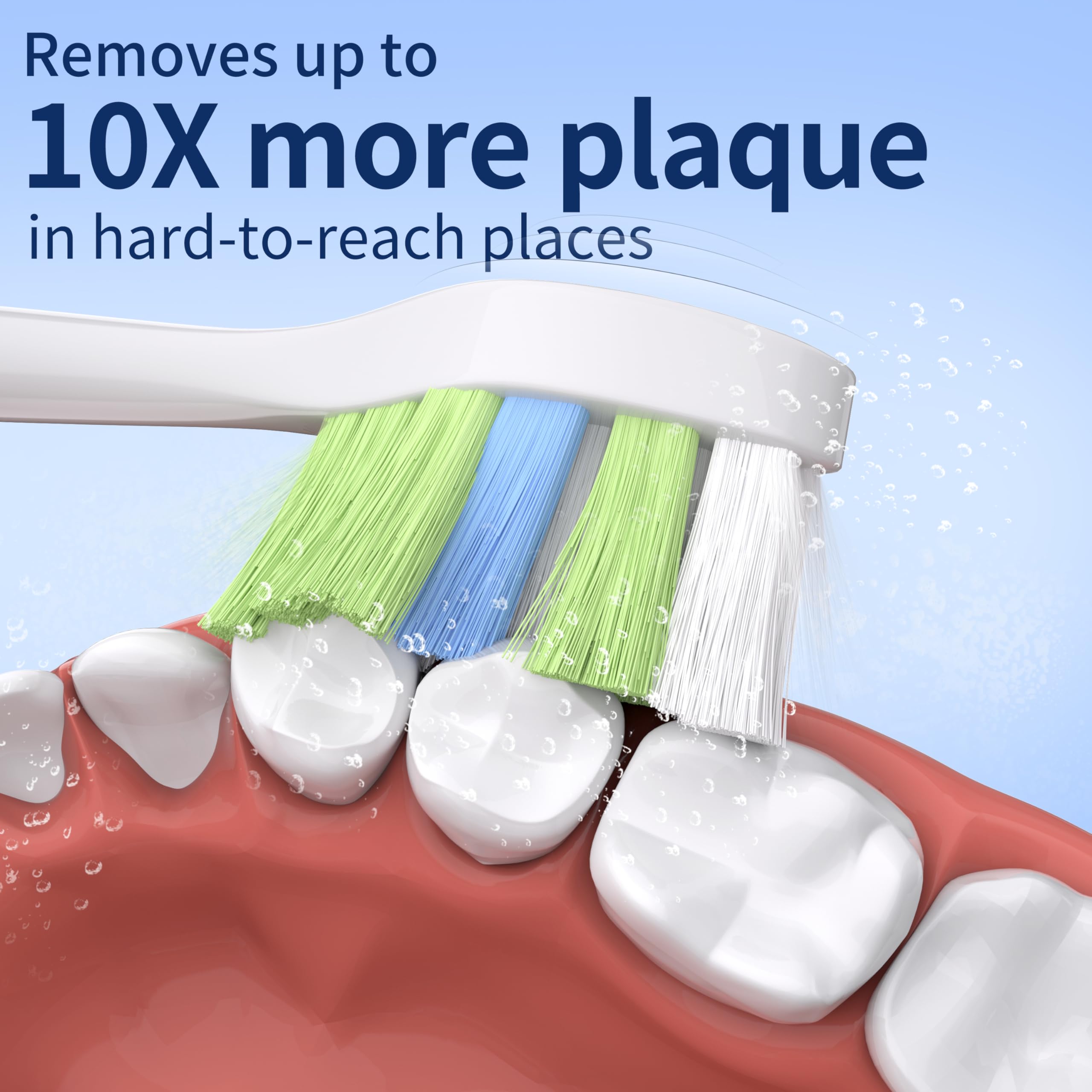 Utimcare replacement heads with curved bristles for hard-to-reach areas