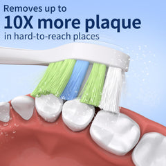 Utimcare replacement heads with curved bristles for hard-to-reach areas