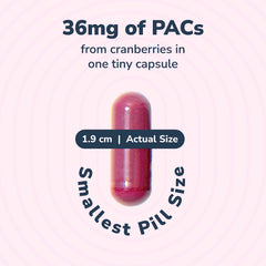 Graphic showing 36 mg PACs from real cranberries