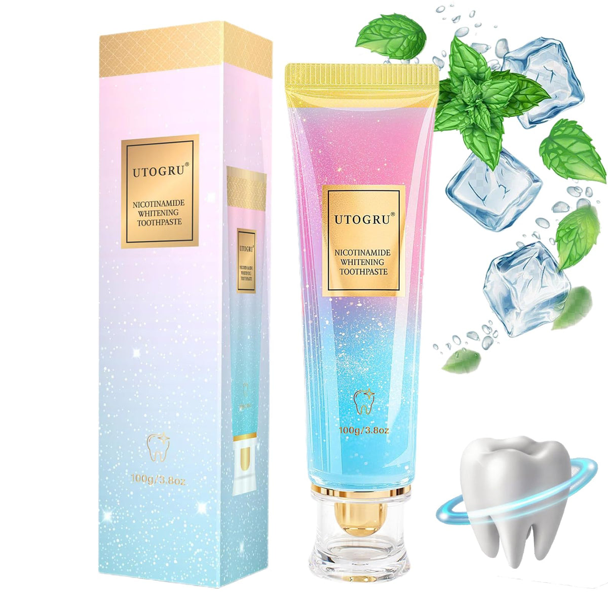 Utogru Nicotinamide Whitening Toothpaste tube front view