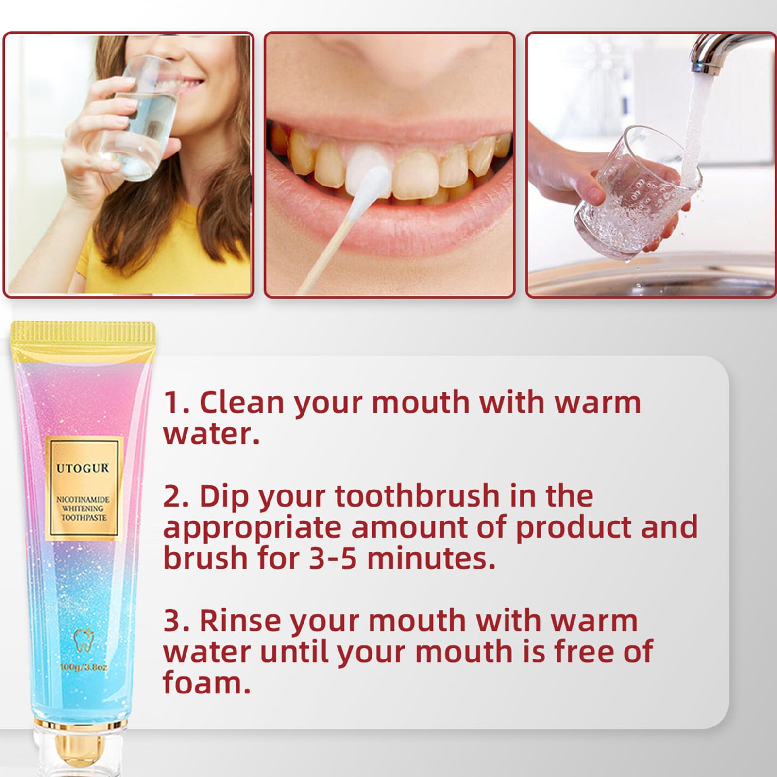 Diagram illustrating gum care benefits of the toothpaste