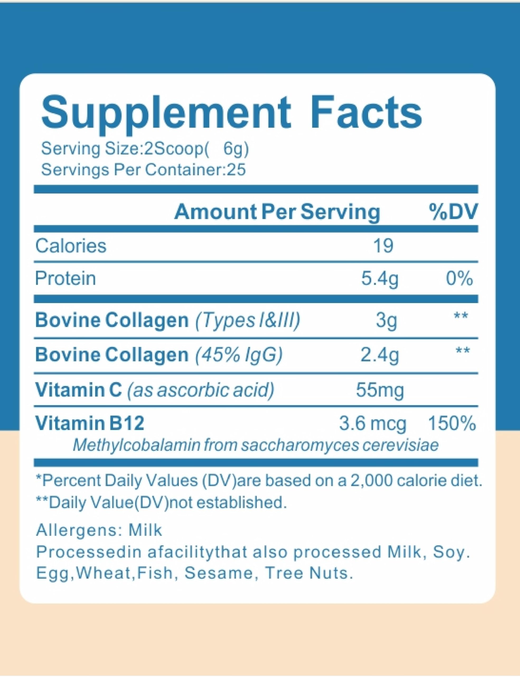 UUNZ Colostrum and Collagen Powder ingredients