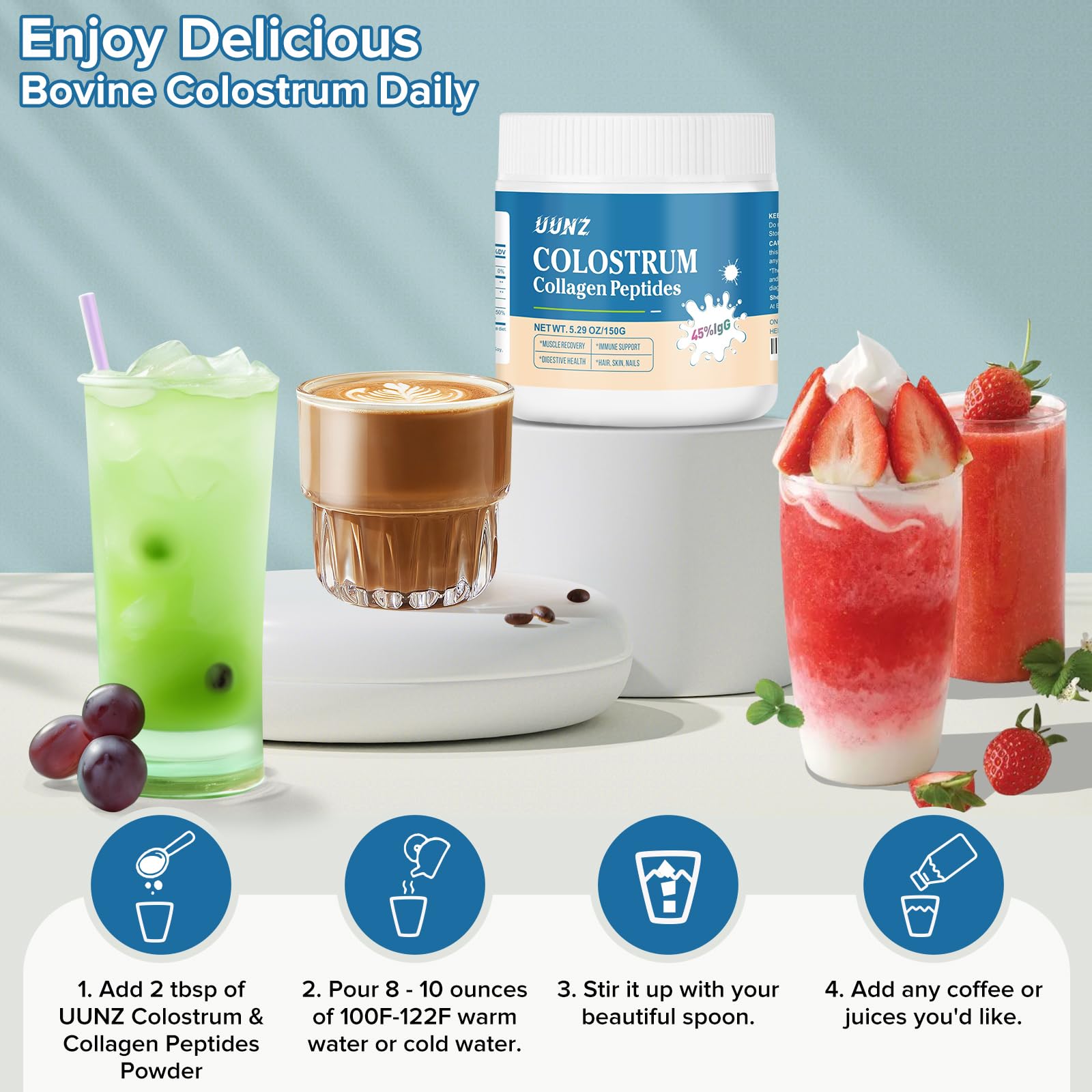 Label showing 45% IgG content in the powder