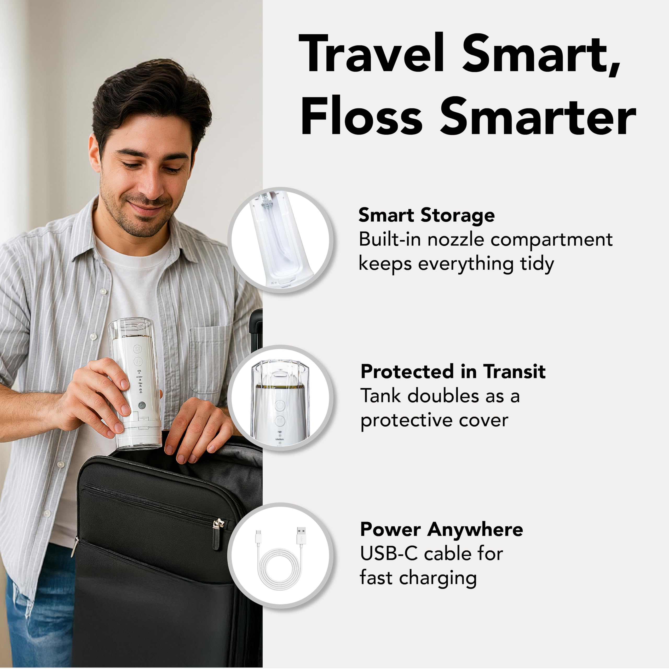 Water flosser with UV sterilizer tank for hygienic flossing