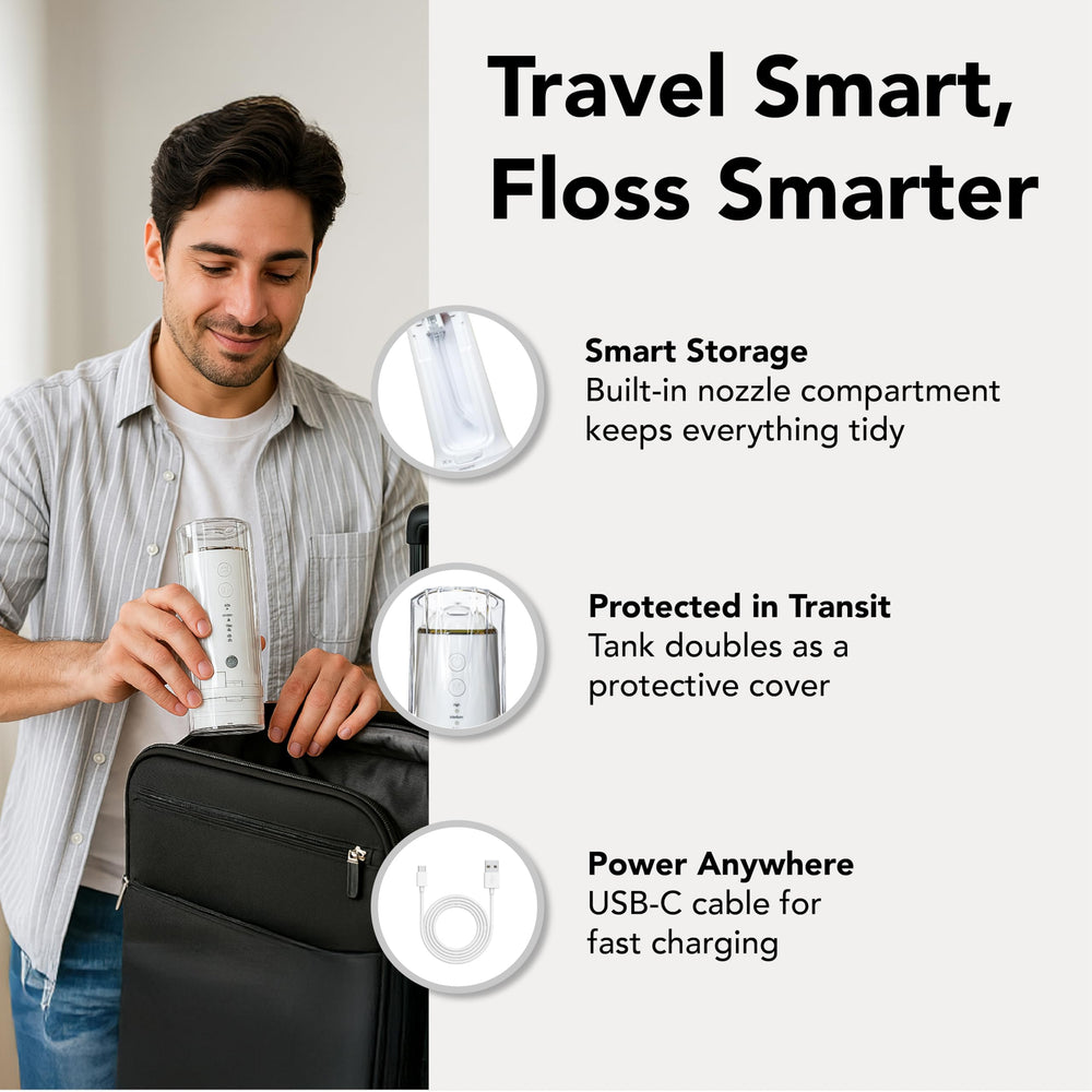 Water flosser with UV sterilizer tank for hygienic flossing