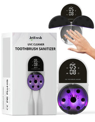 Wall-mounted UV toothbrush sanitizer holder with LED clock display