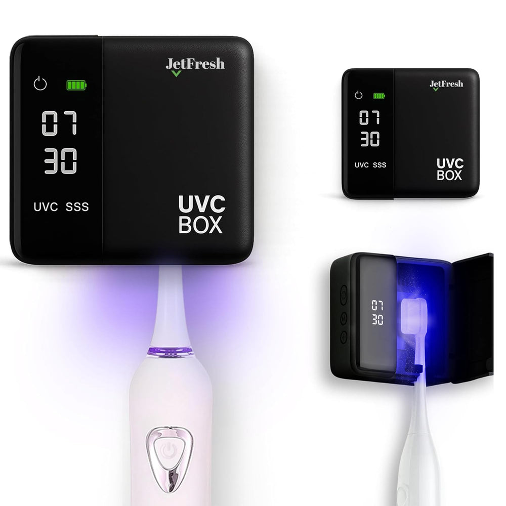 Wall-mounted UV toothbrush sanitizer with LED clock display