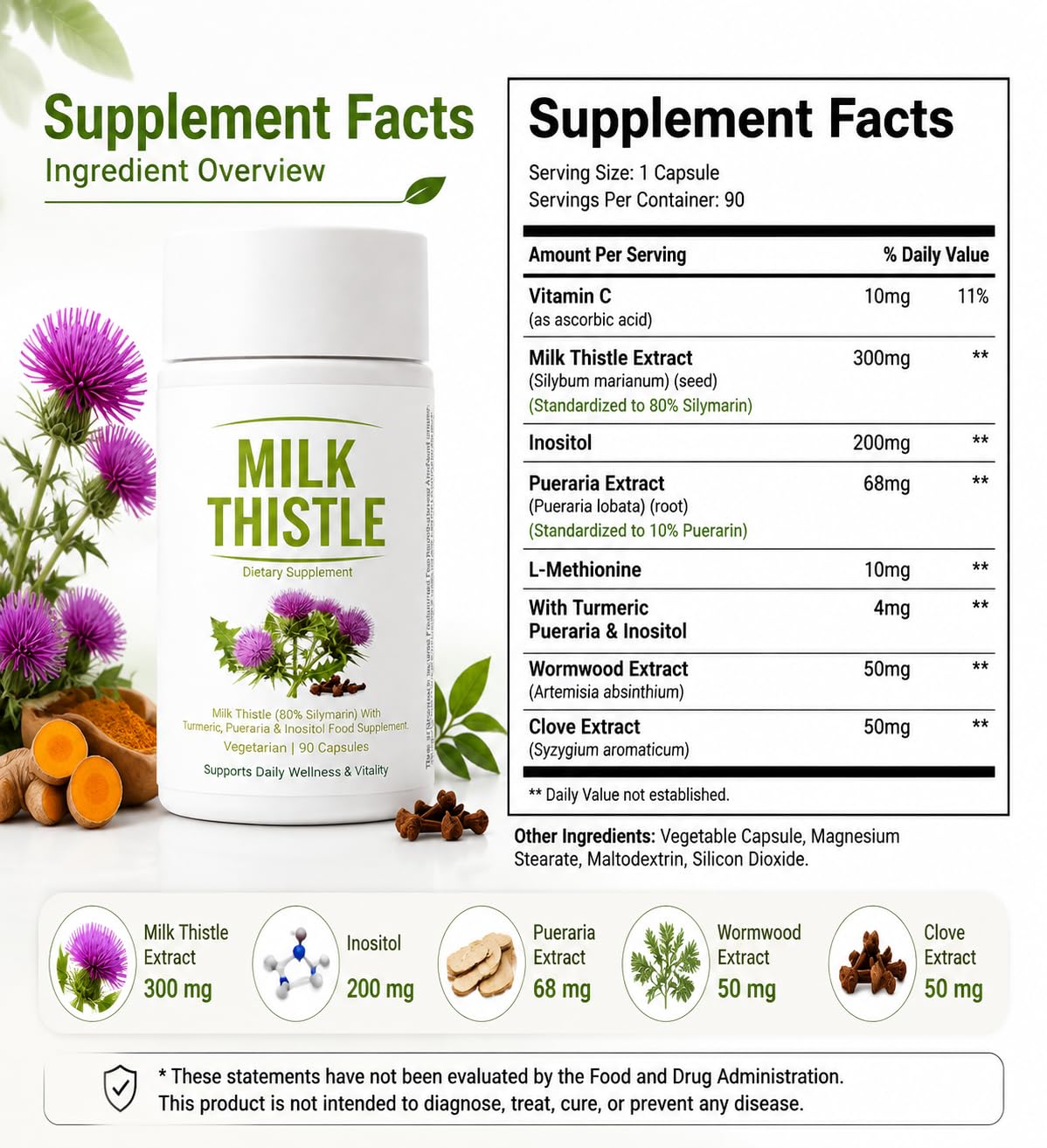 UVORA Milk Thistle bottle open with capsules visible showing three-month supply convenience