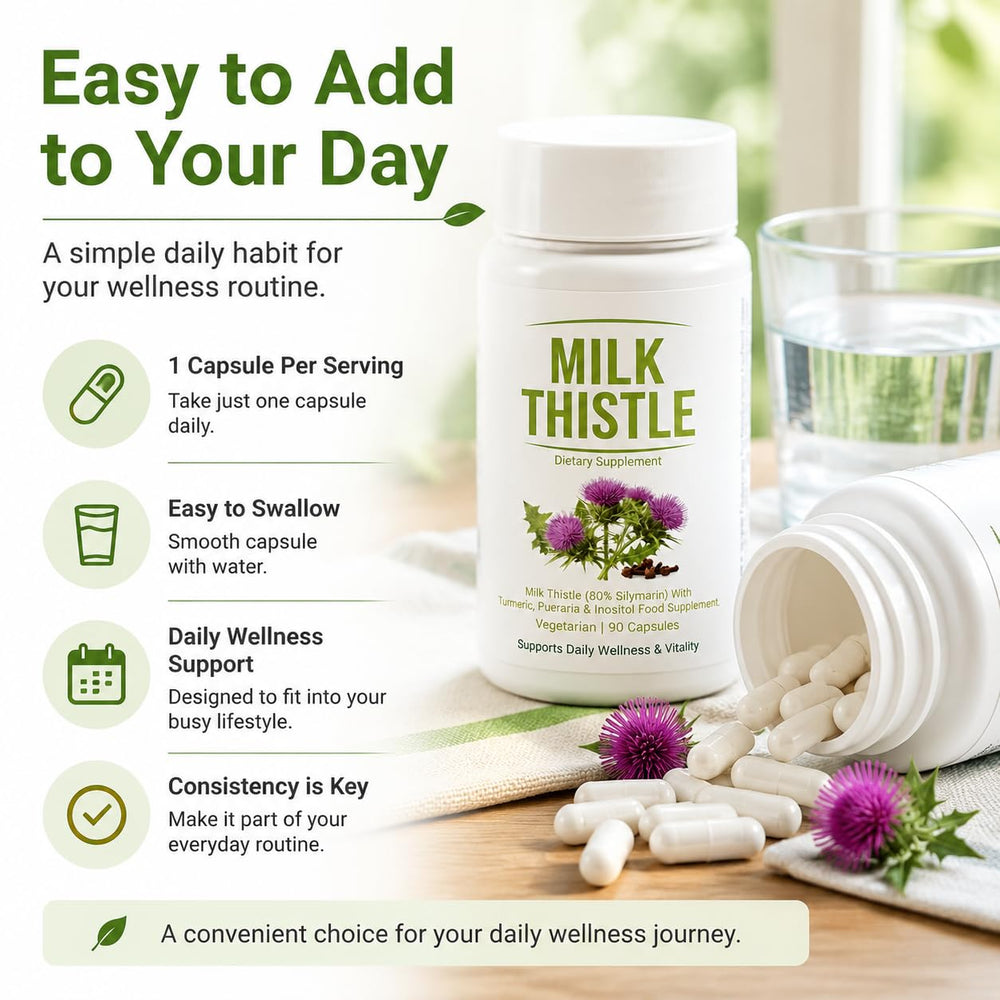 UVORA Milk Thistle ingredients arranged to show the botanical blend and thoughtful formulation