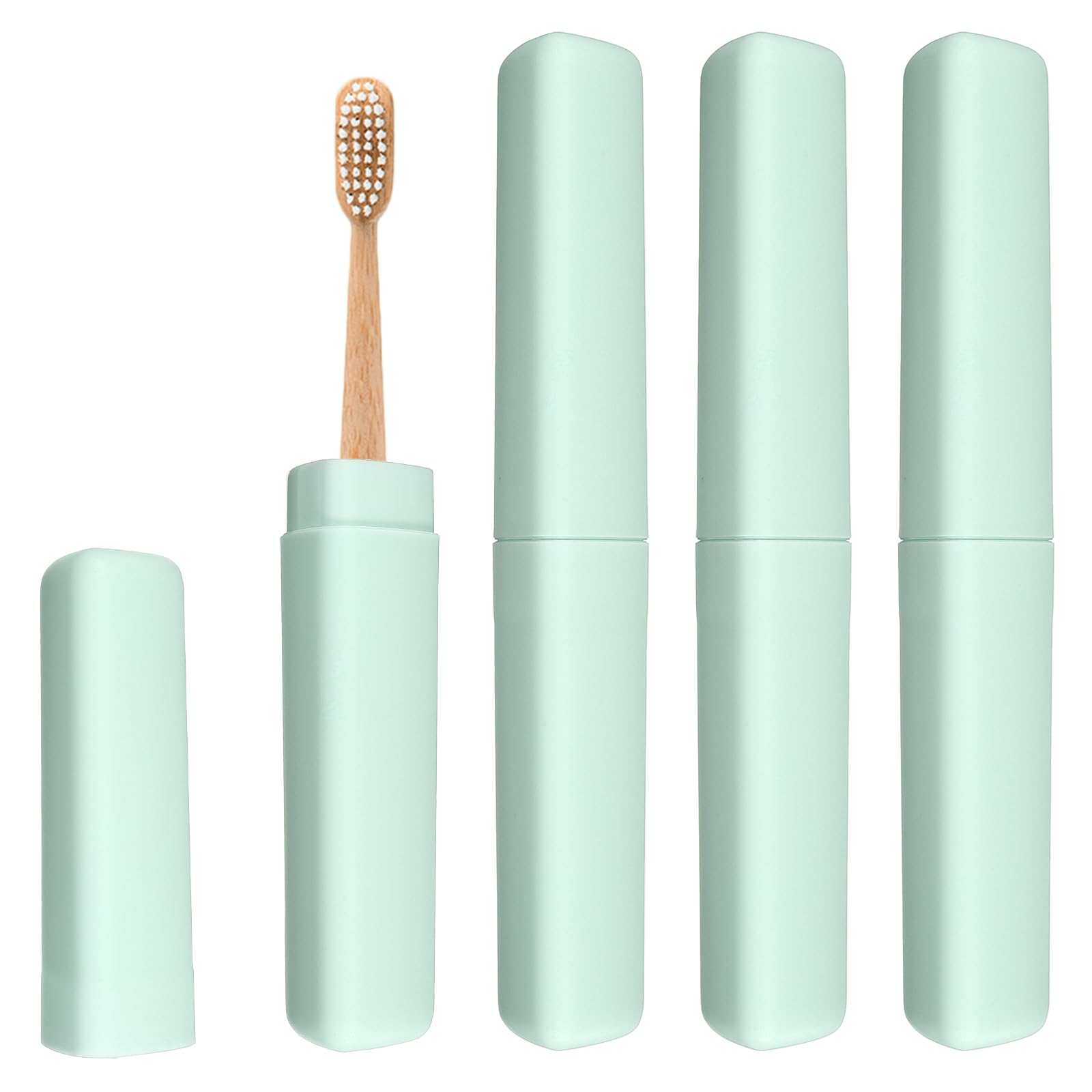 uxcell 4Pcs travel toothbrush case set - closed, green, 8.27 x 1.38 inches