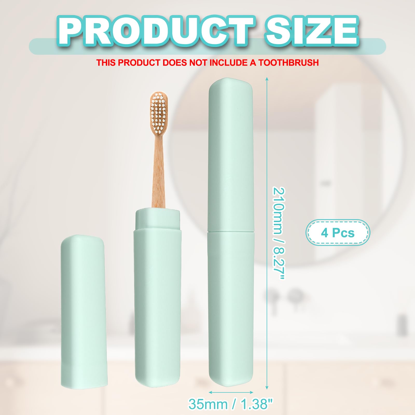 uxcell travel toothbrush case set - lid open, green, interior view, 8.27 x 1.38 inches