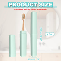 uxcell travel toothbrush case set - lid open, green, interior view, 8.27 x 1.38 inches