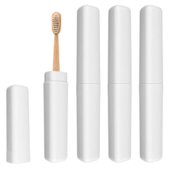 Front view of uxcell beige travel toothbrush case