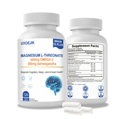 Bottle of UXOEJIK Magnesium L-Threonate 2000mg with D, K2, Fish Oil & Ashwagandha