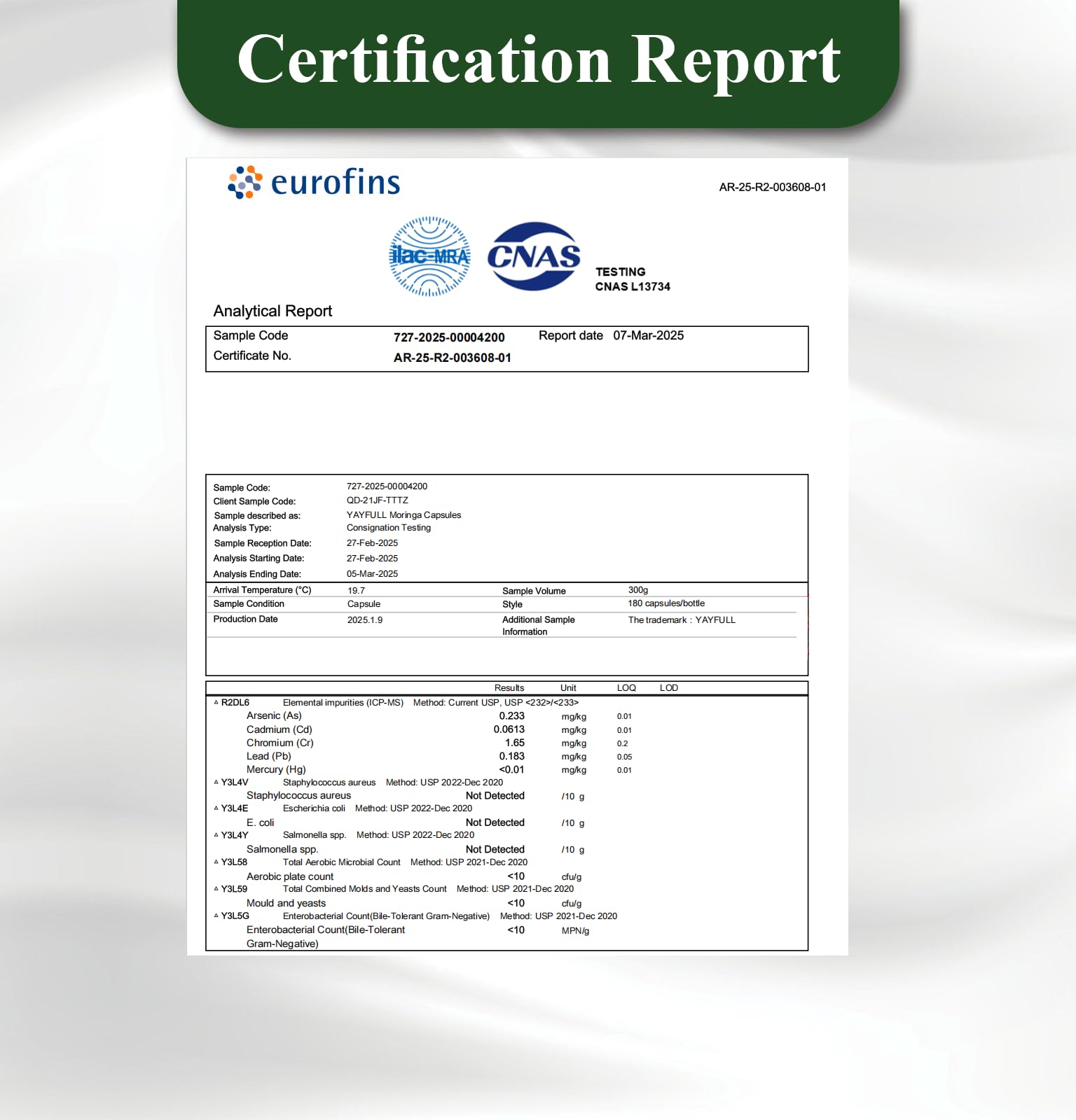 Close-up of UXOEJIK Moringa capsules