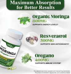 Organic moringa leaves and powder with ingredients