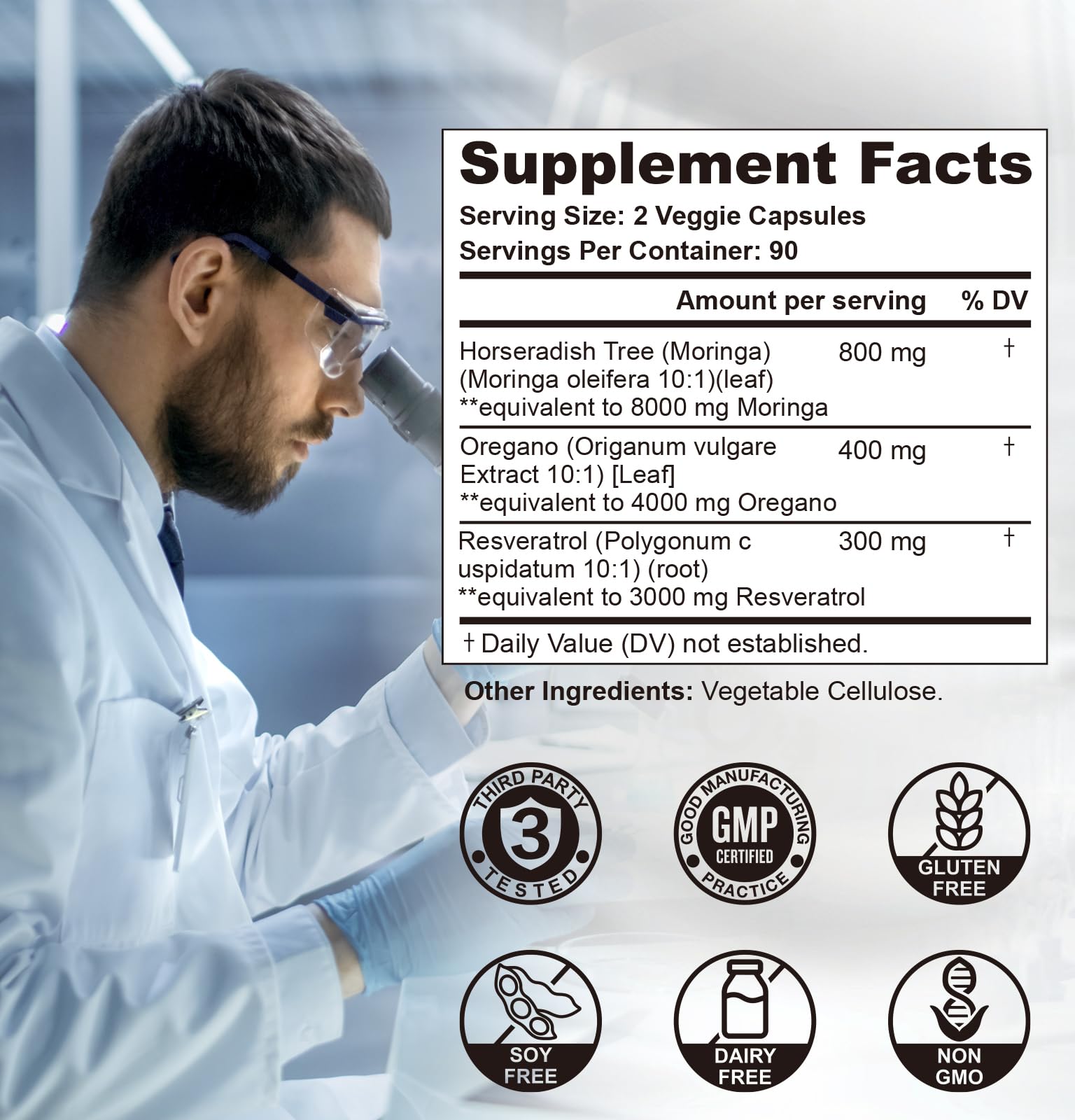 Resveratrol and oregano ingredients illustration