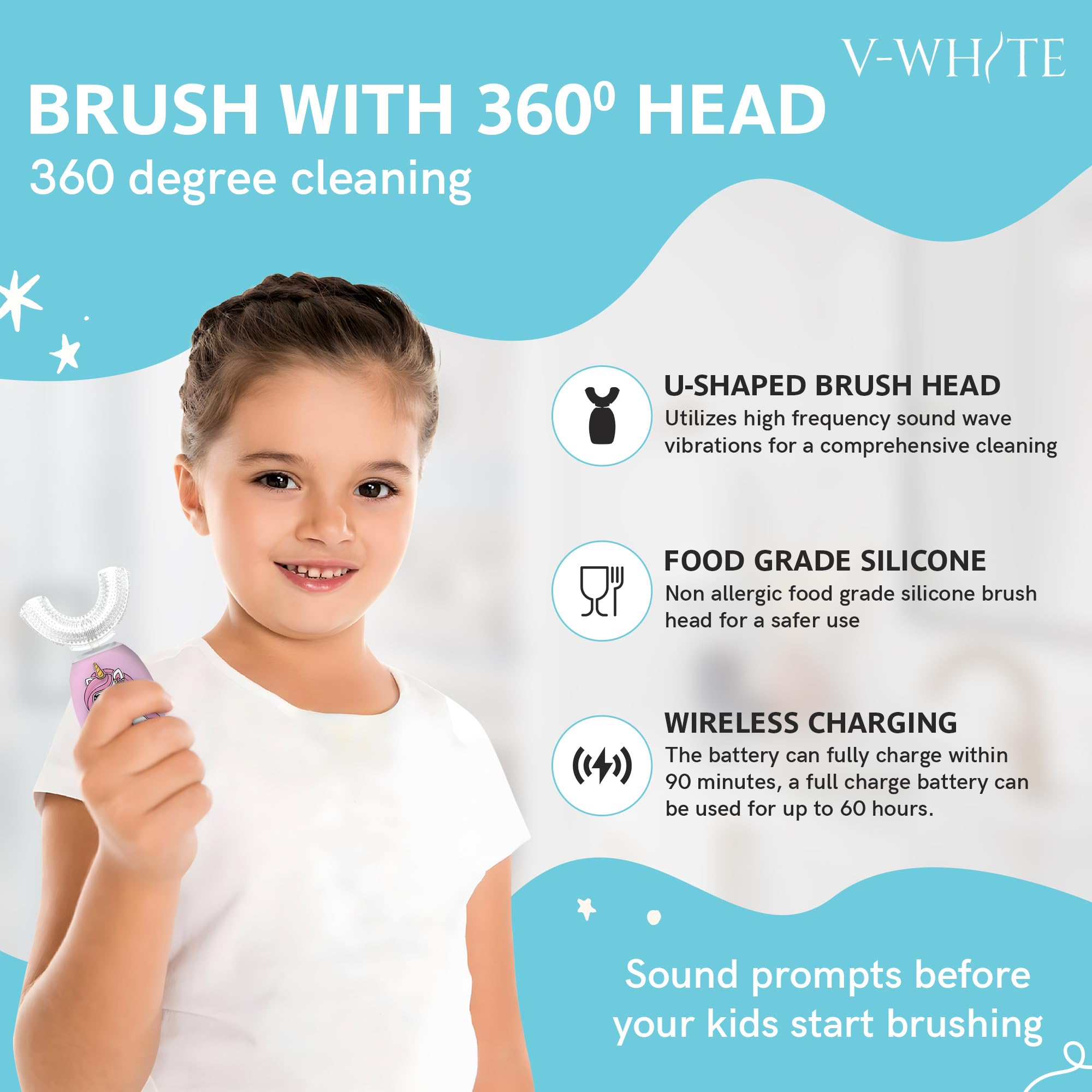 Toothbrush on wireless charging dock for hands-free use