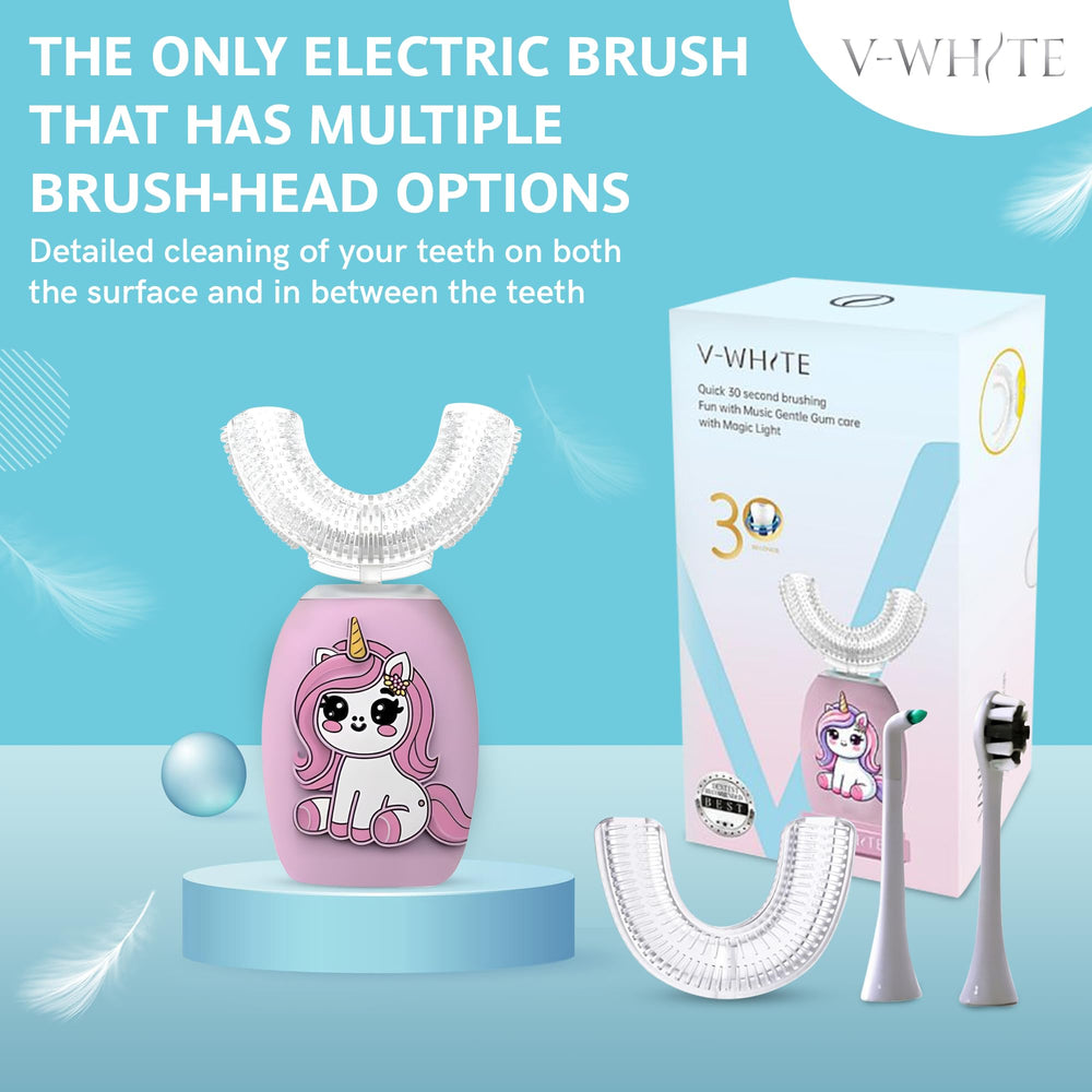 Two silicone brush heads for 2–6 and 7–12 year olds