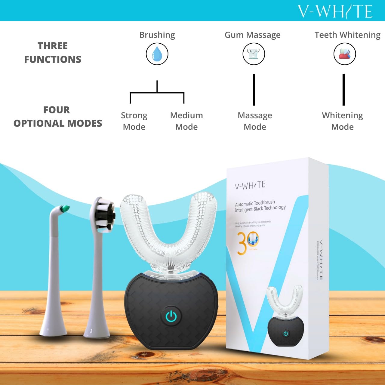 V-WHITE toothbrush contents shown in the box