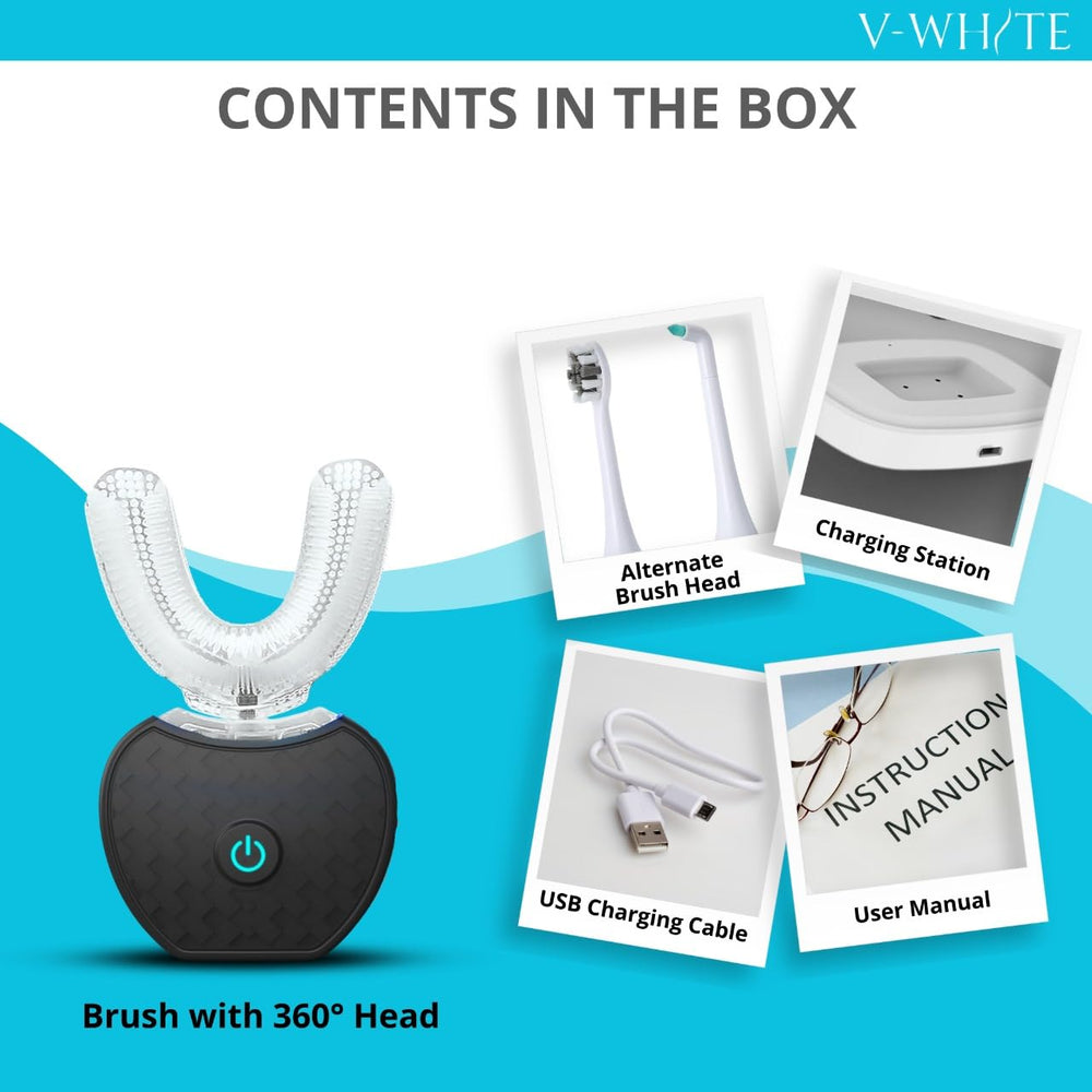 Close-up of soft silicone bristles on V-WHITE brush head