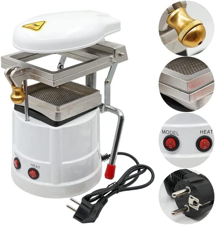 Compact white vacuum forming machine – side view