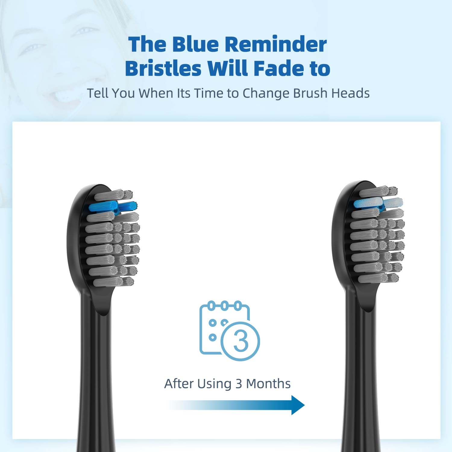 Individually vacuum-packed toothbrush heads with hygienic covers