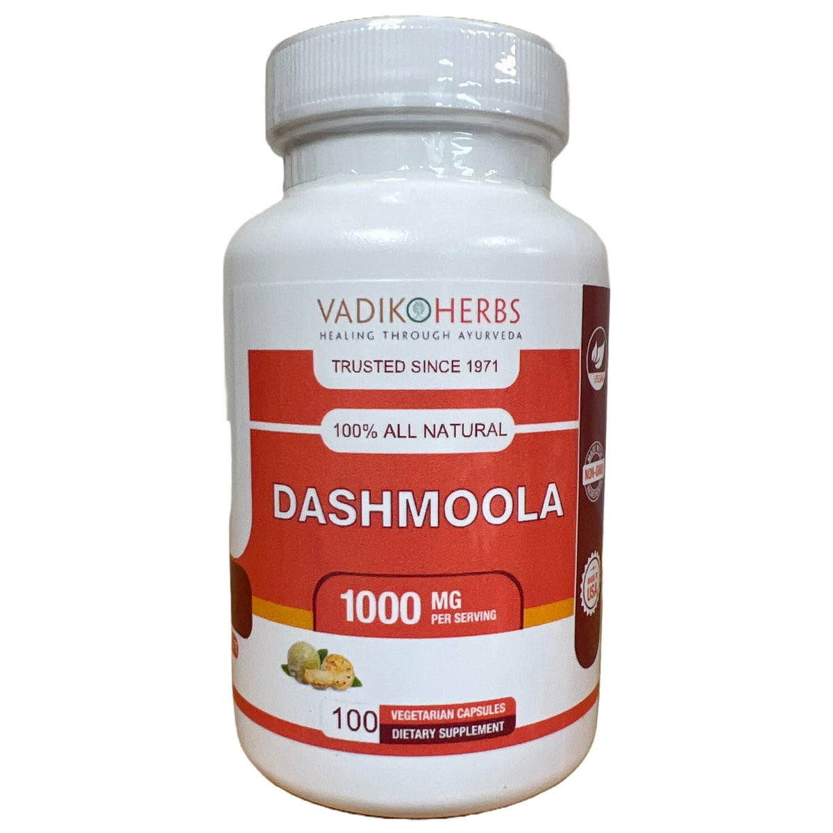 Front packaging of Vadik Herbs Dashmoola 100 Vegicaps
