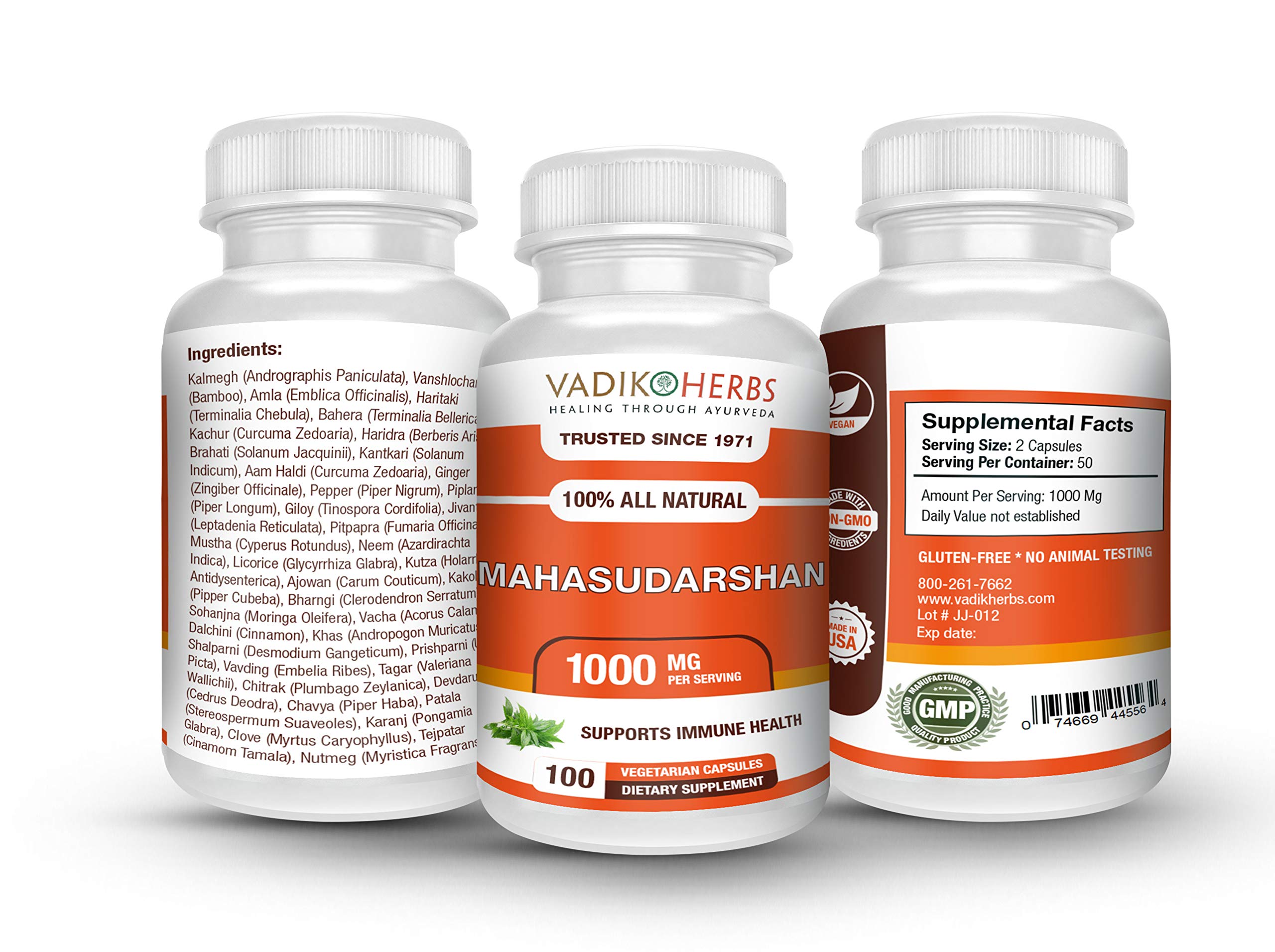 100 Vegicaps bottle with Vadik Herbs branding