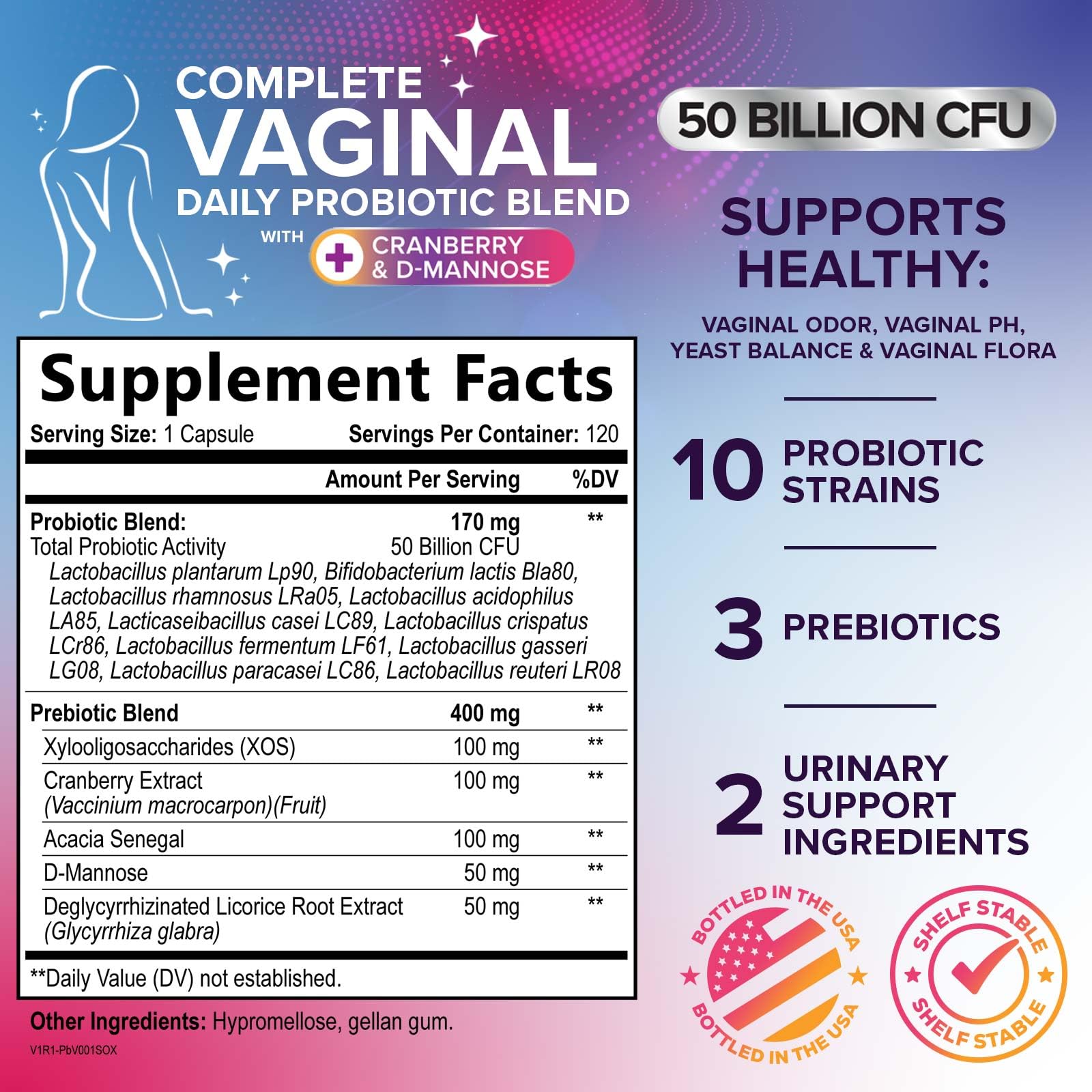 Vaginal health product showing pH balance support