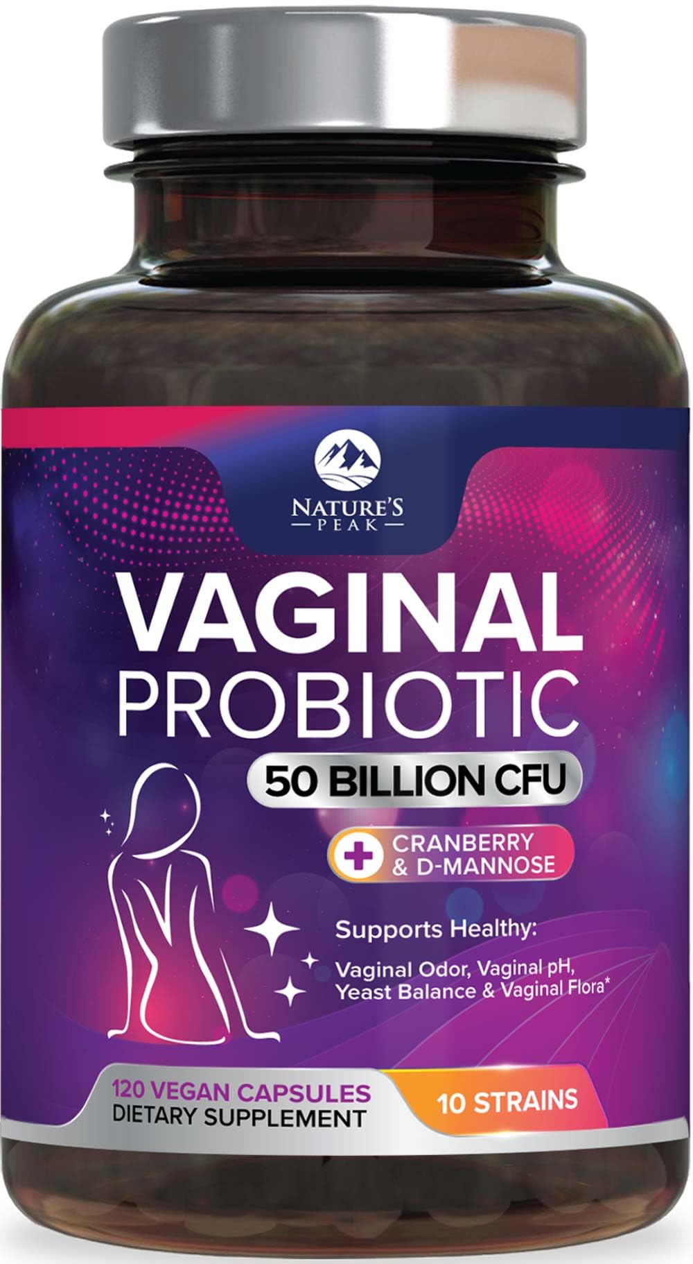 Vaginal probiotic capsules with 50B CFU and 10 strains for women