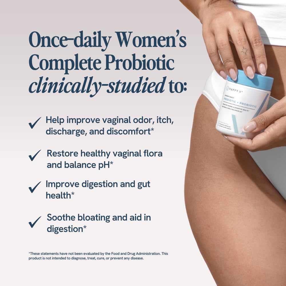 Vaginal probiotics bottle emphasizing pH balance and feminine health