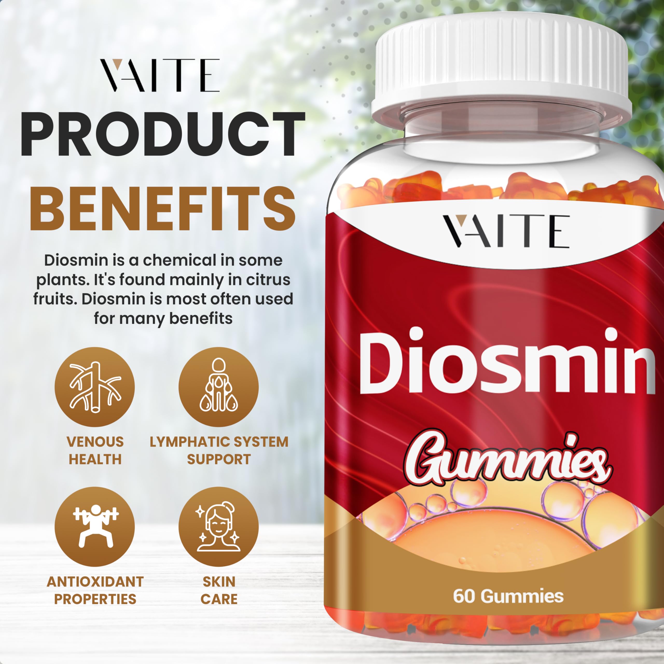 Diosmin 1000mg vein health gummies packaging image