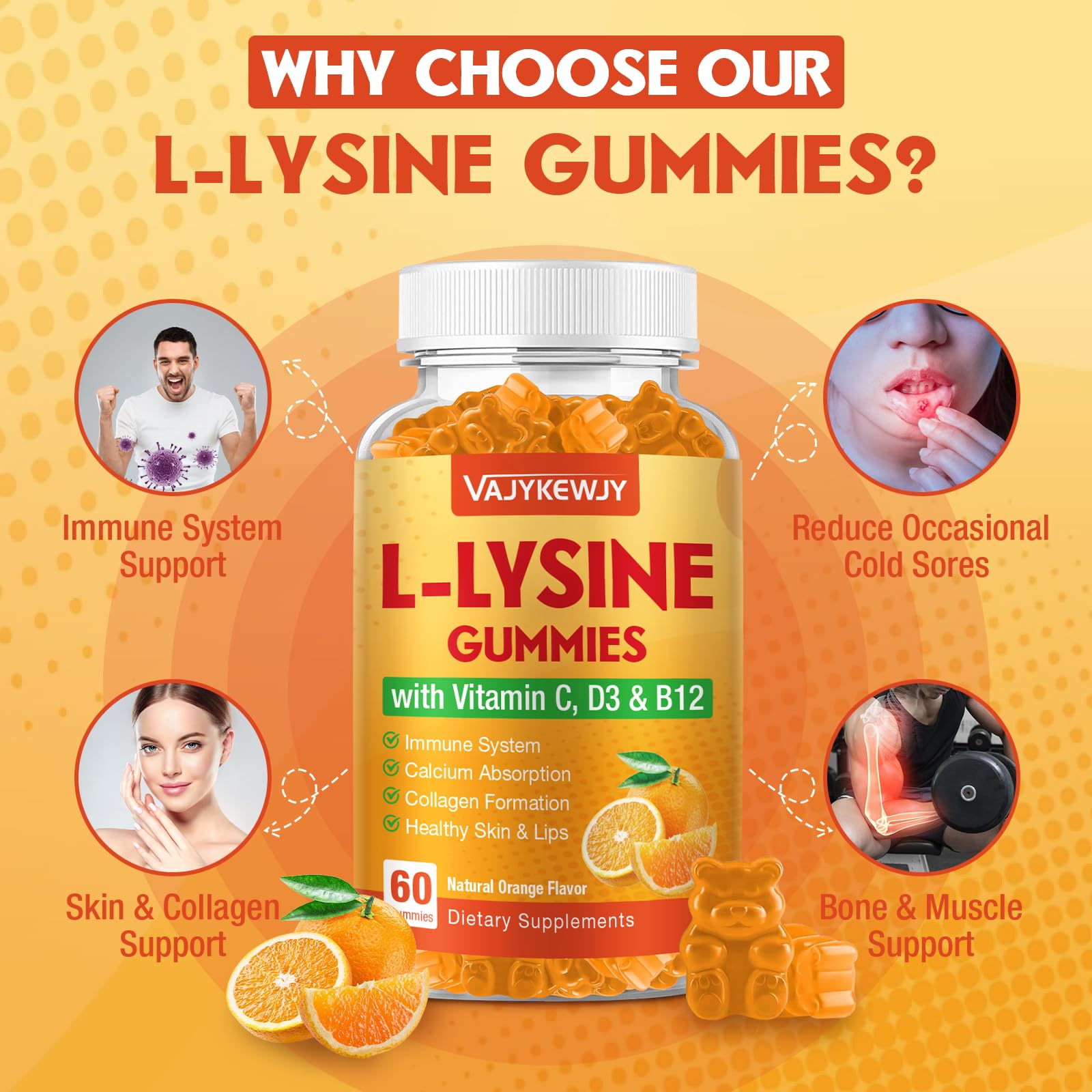 Boxed packaging design of VAJYKEWJY L-Lysine Gummies