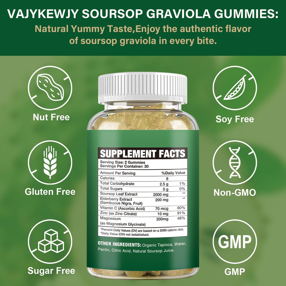 Nutrition label highlighting 2000 mg soursop leaves extract