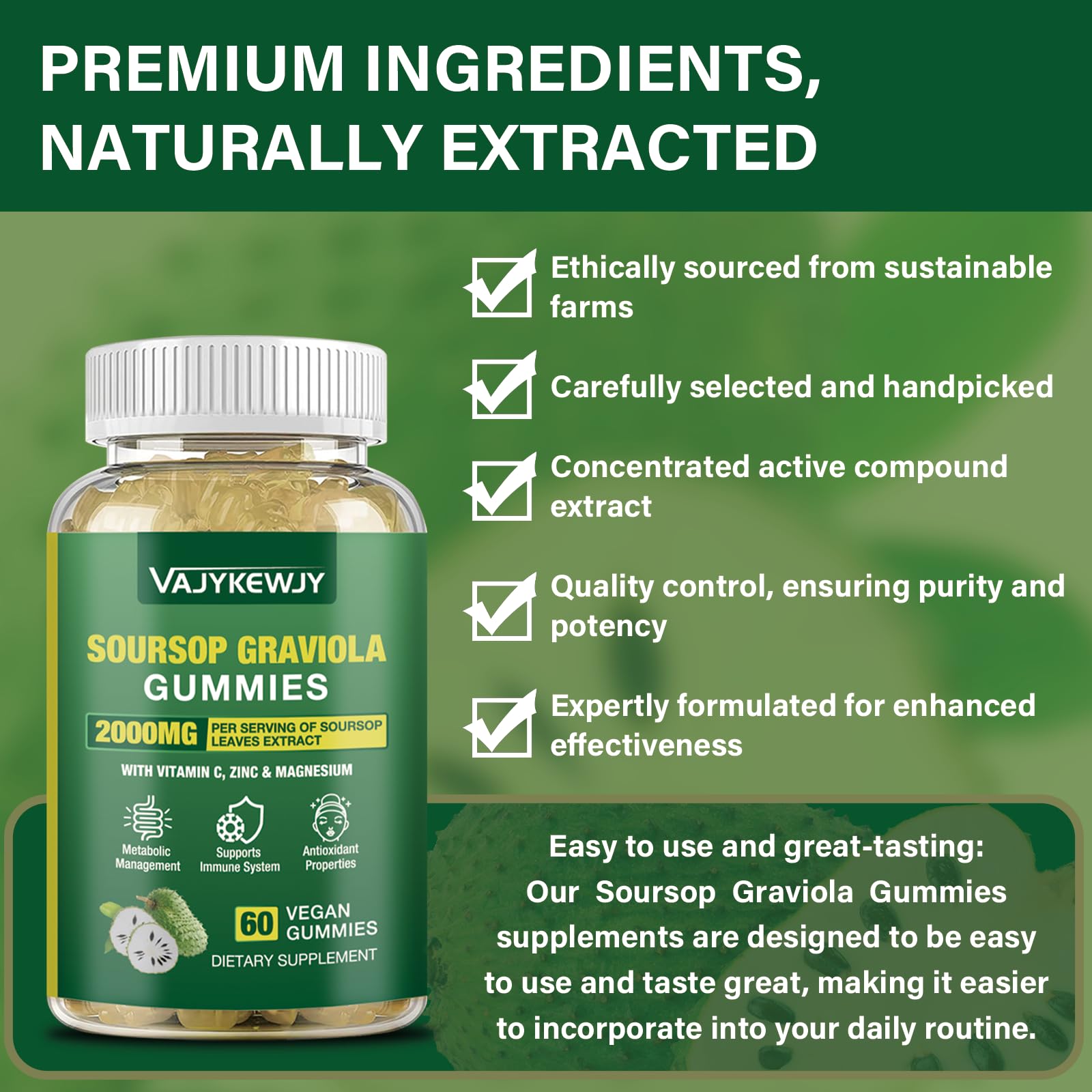 Soursop leaves and gummy texture close-up