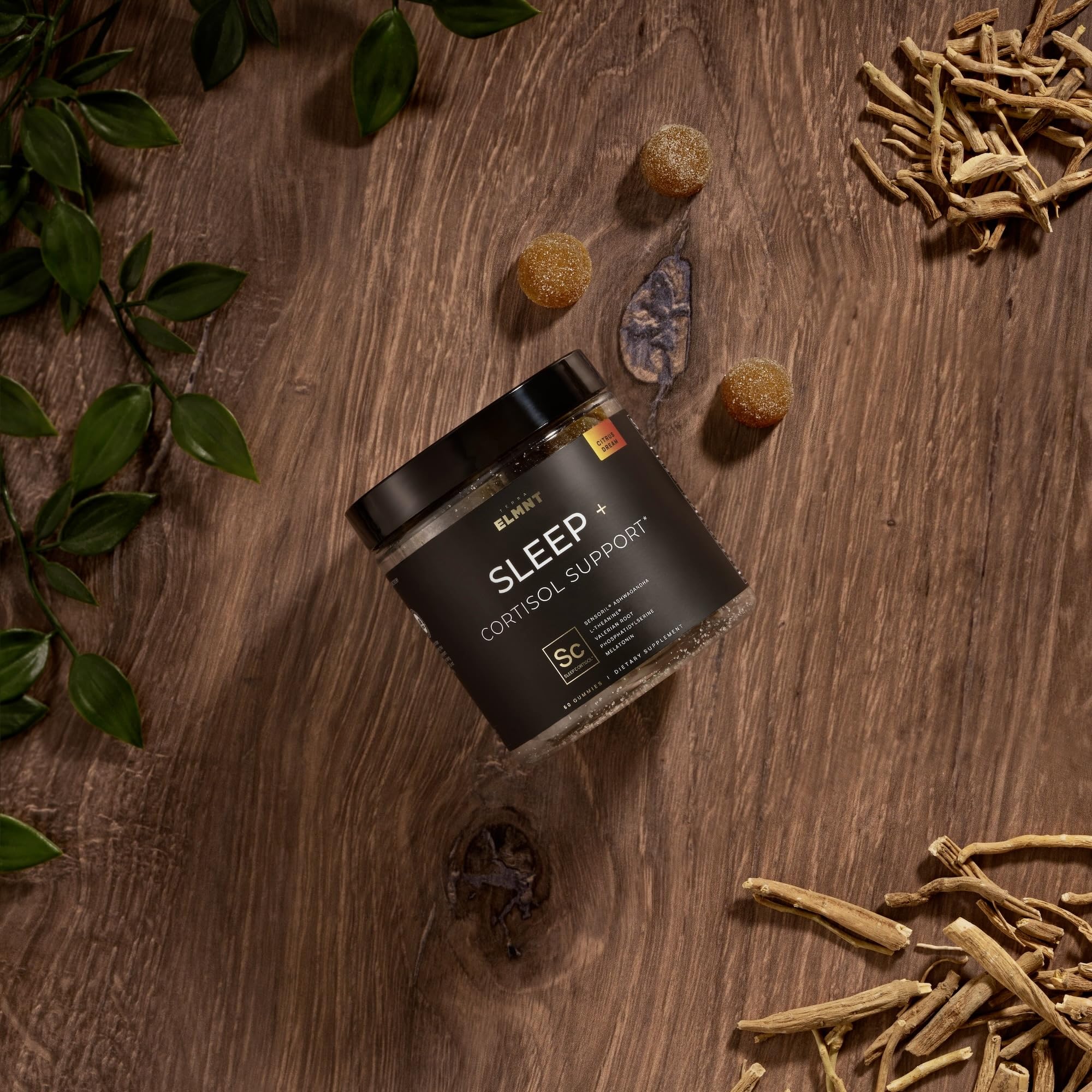 Valerian root extract icon with gummies