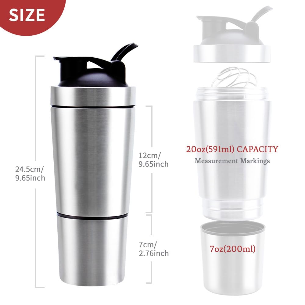 VALESKA shaker with built-in storage compartment for powders and pills