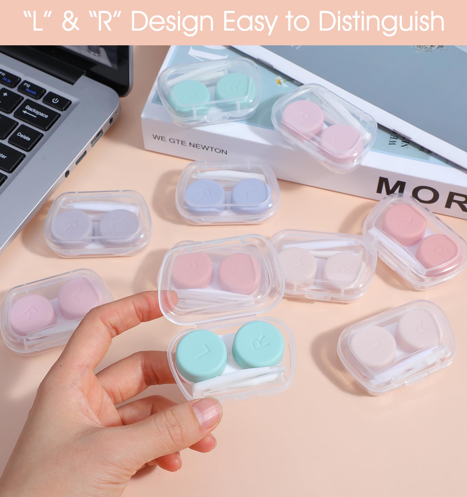 Colorful lens case set ready for daily use and on-the-go care