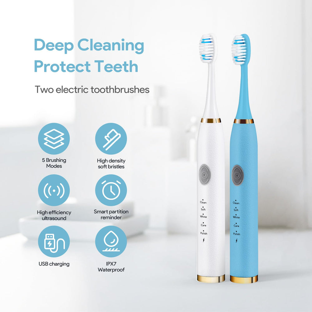 VANTREEGAO Electric Toothbrush 2 Pack - Side view