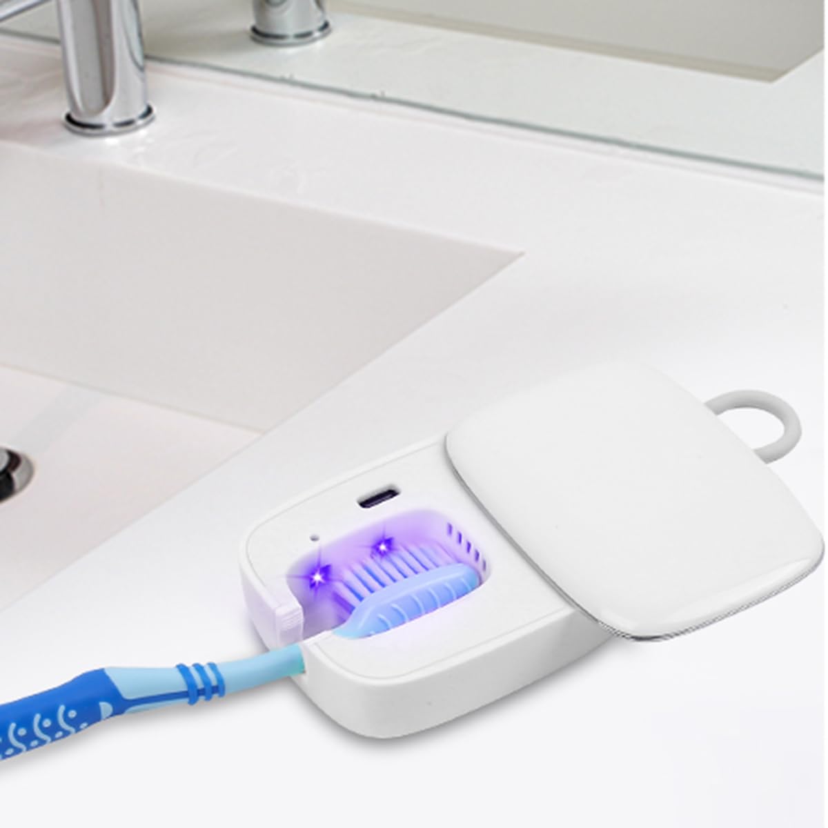 Compact, stylish white travel toothbrush box for home and travel