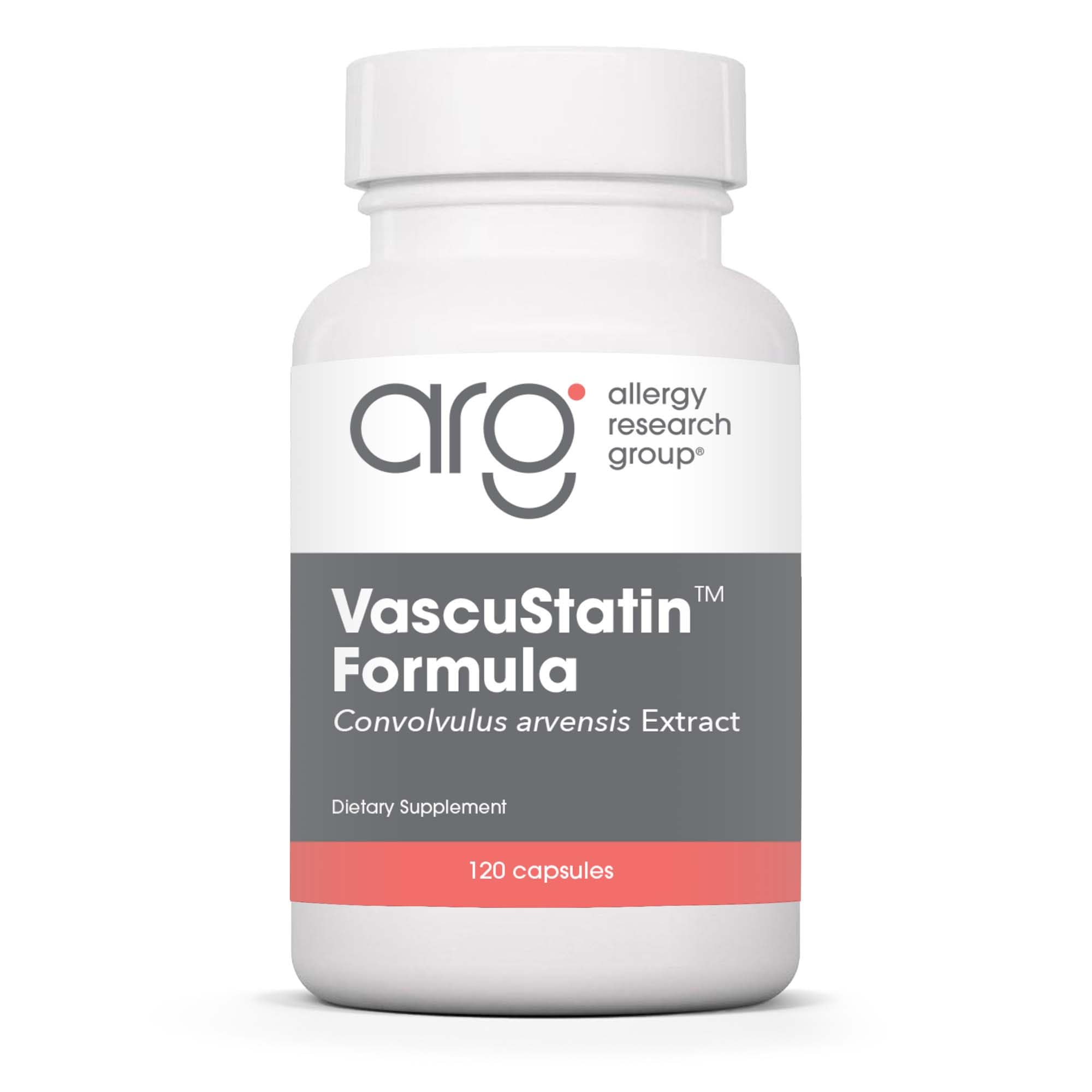 VascuStatin Formula bottle label with 120-count capsules