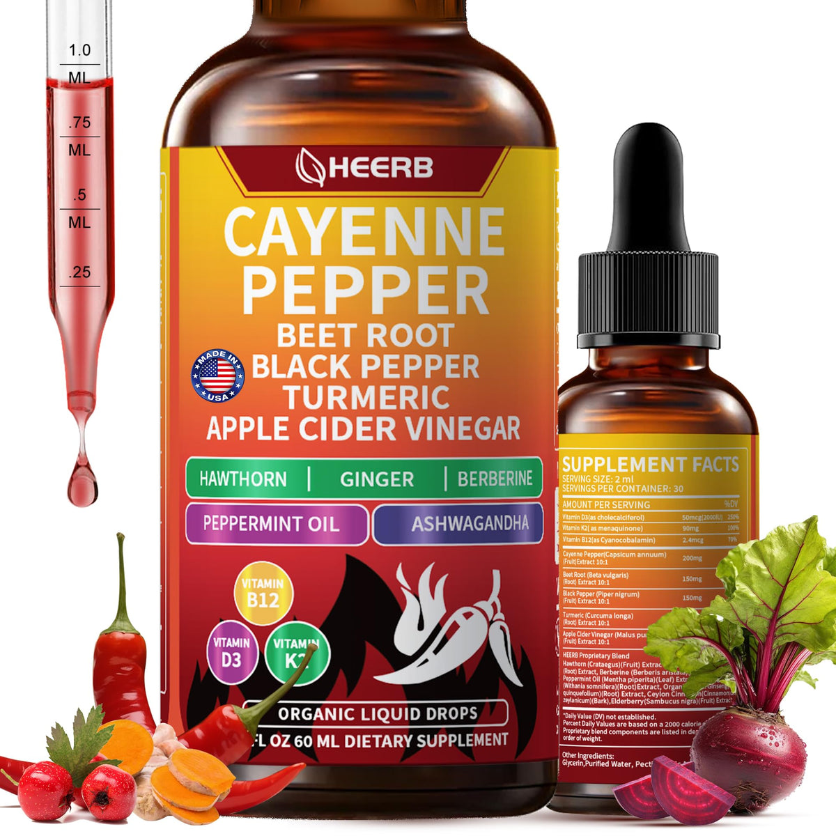 Vascuflow Cayenne Pepper Drops bottle front view